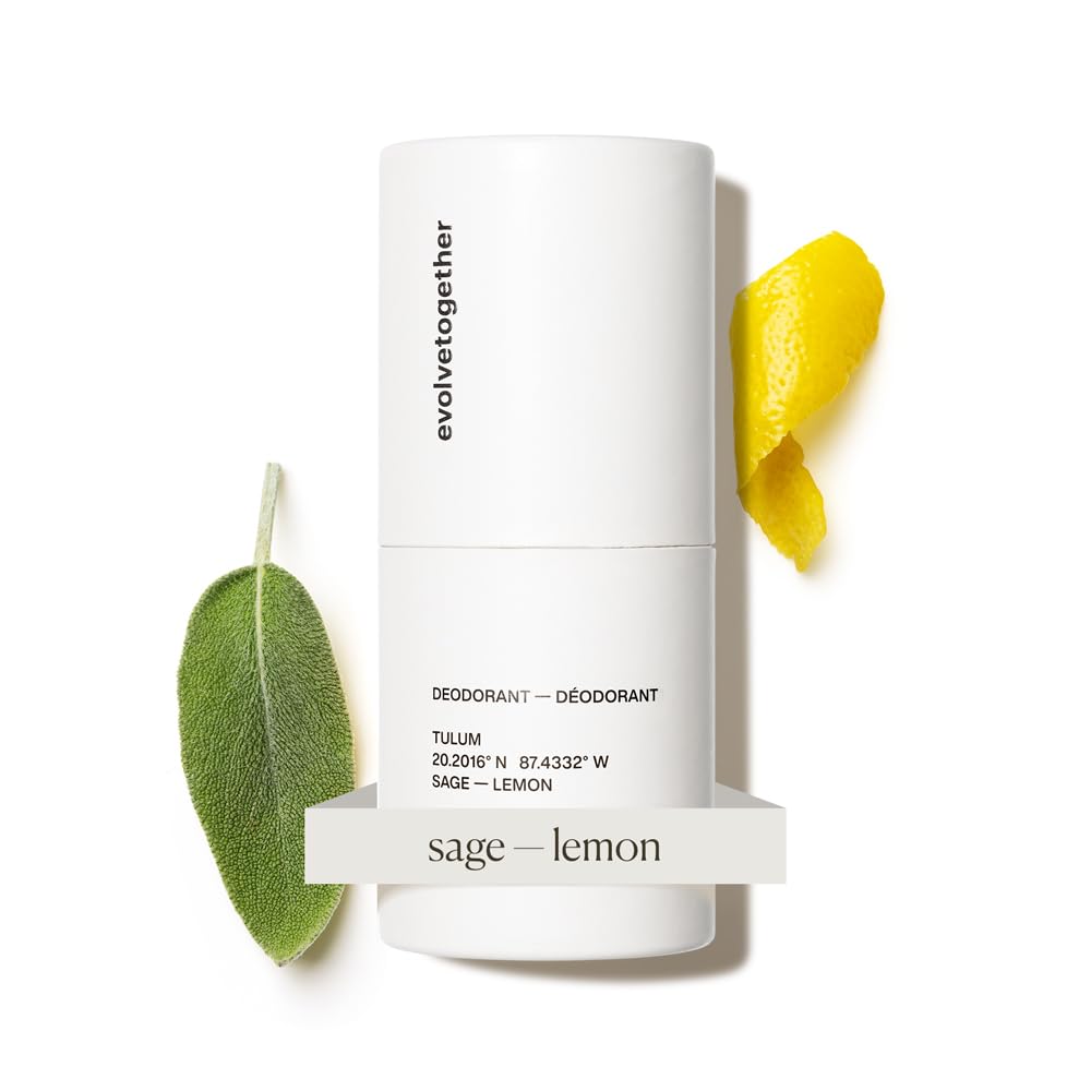 evolvetogether lemon sage patchouli deodorant stick shows clear application with no white marks.