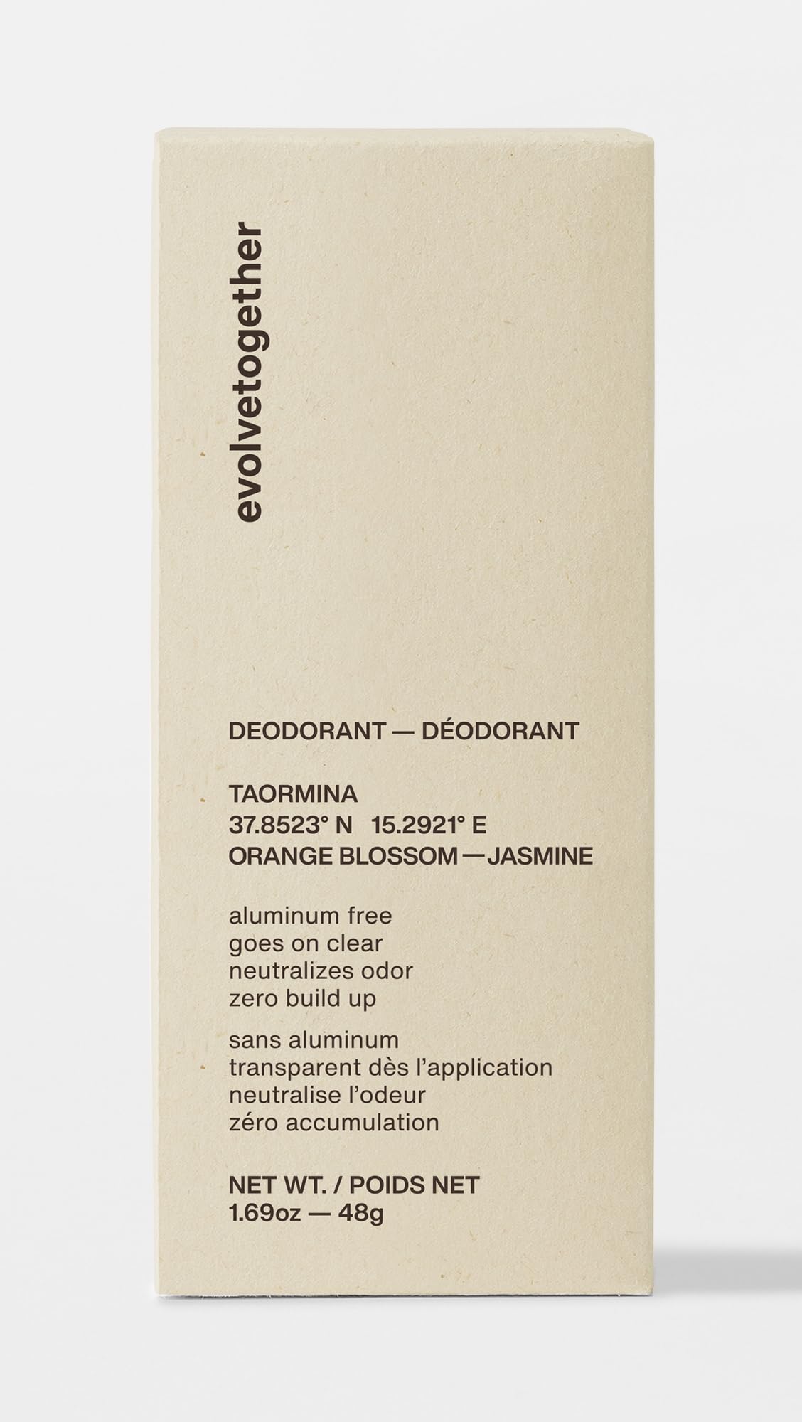 evolvetogether Taormina 1.69 oz packaging suitable for travel and daily use