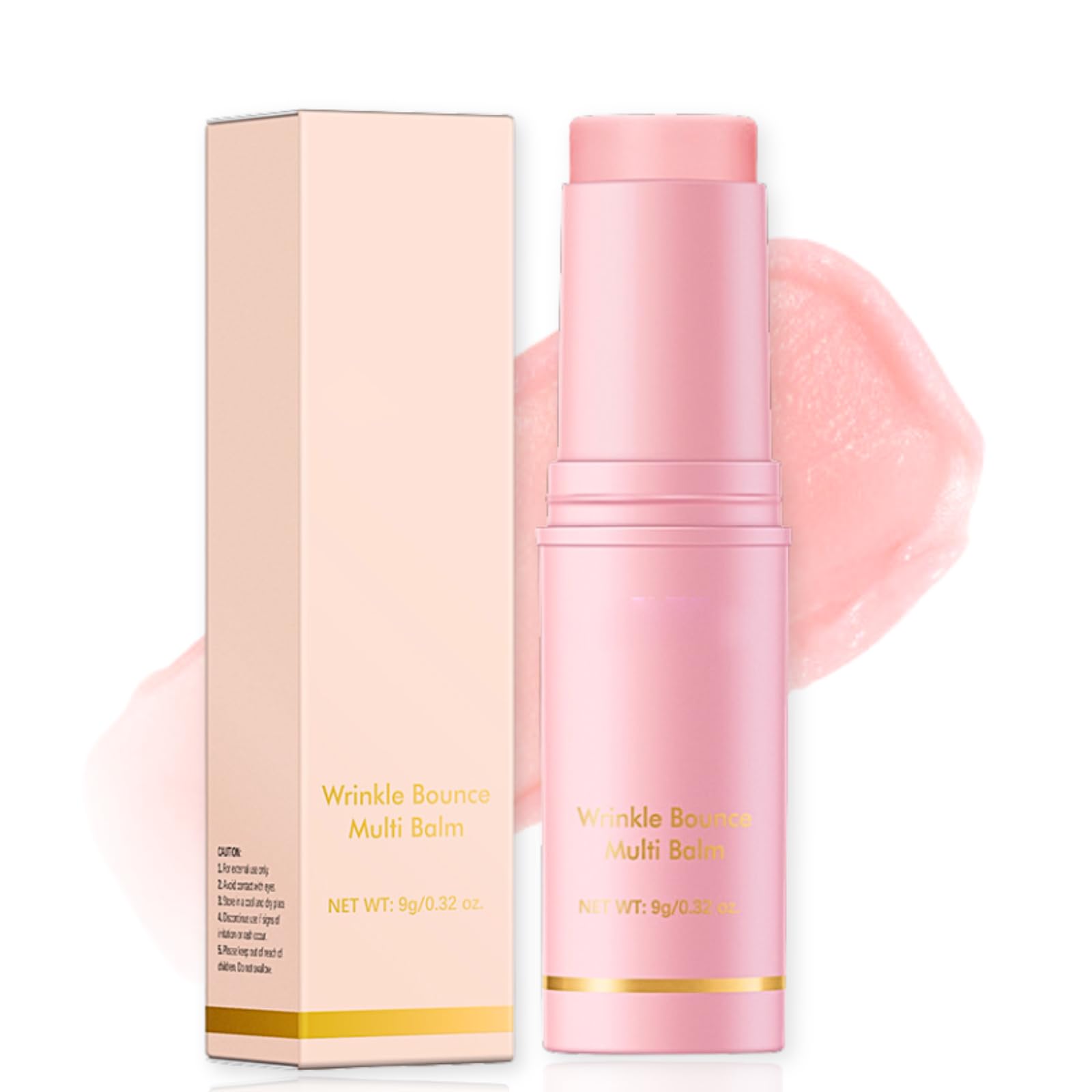 Evolvique Wrinkle Bounce under-eye stick demonstrates cooling application for refreshed eyes.