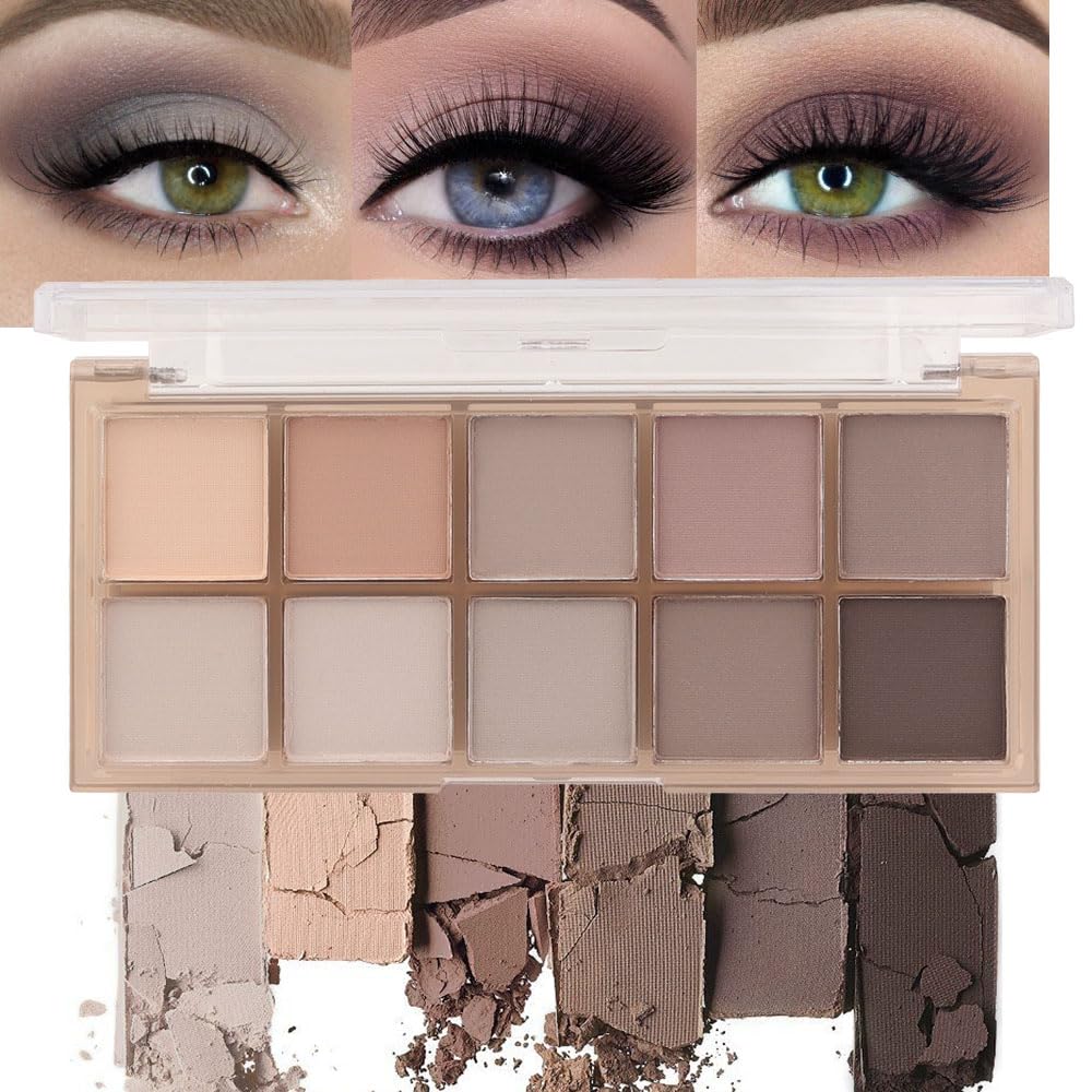 evpct 10-color nude eye shadow palette offers versatile matte shades for natural to dramatic looks.