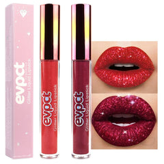 evpct 12-color glitter lipstick collection swatches for versatile daily glam
