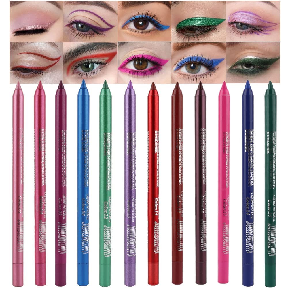 evpct 12 colors eyeliner set pink for precise definition and long-lasting color.
