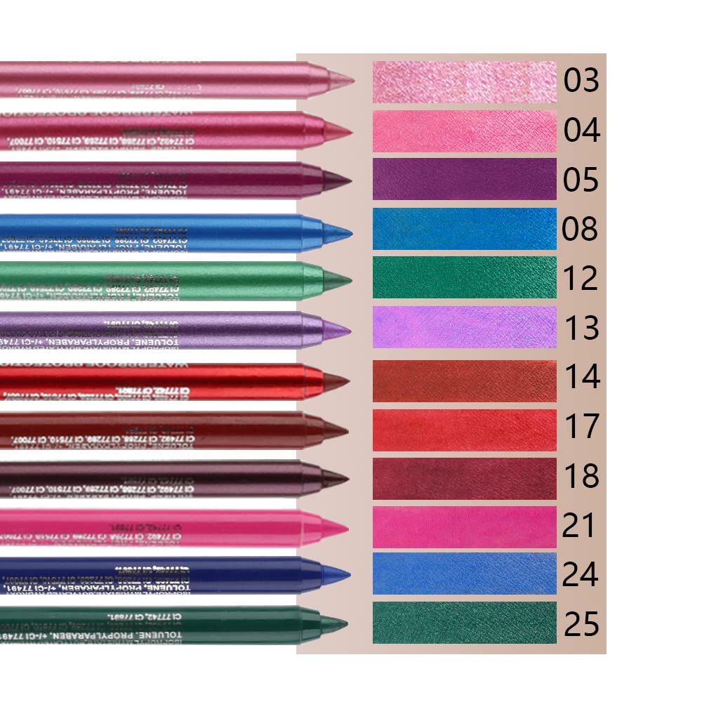 evpct 12 colors eyeliner set red delivers bold definition and waterproof formula.