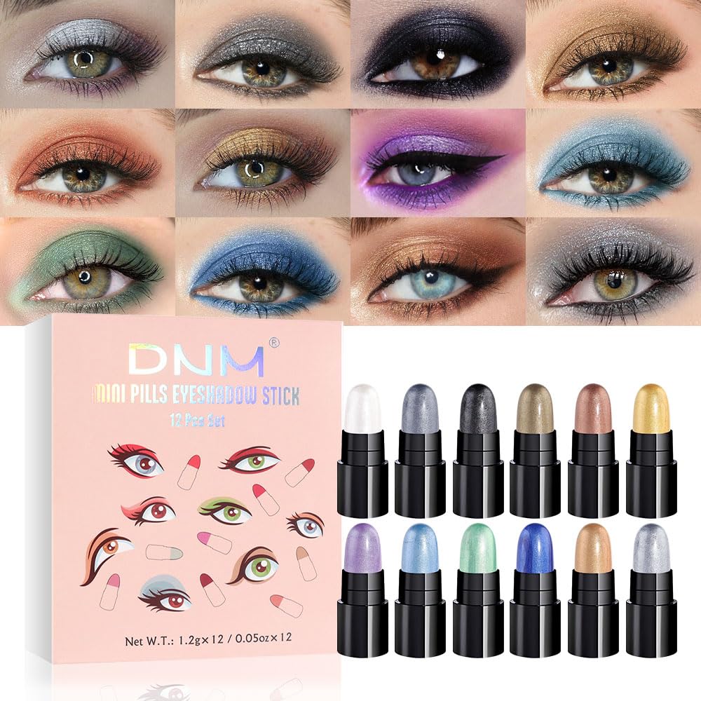 evpct 12Pcs Capsule Cream Eye Shadow Sticks front packaging for convenient gifting