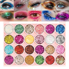 evpct 24 colors glitter eyeshadow palette swatches reveal rich pigment and shimmer
