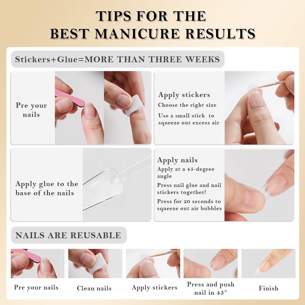 evpct 24-piece fit nails ensure secure sizing for most nail shapes