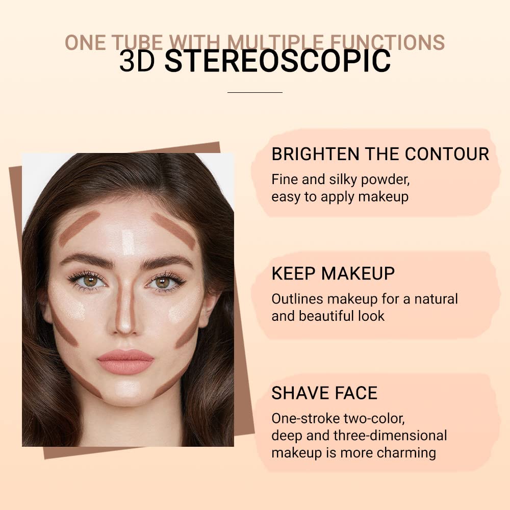 evpct 2in1 contour stick natural formula close-up, skin-friendly texture.