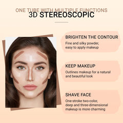 evpct 2in1 contour stick natural formula close-up, skin-friendly texture.