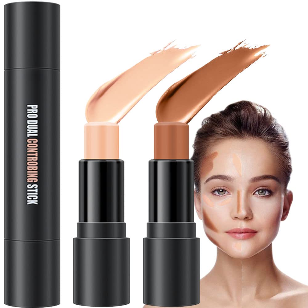 evpct 2in1 contour stick packaging in lotus light brown, compact for travel.