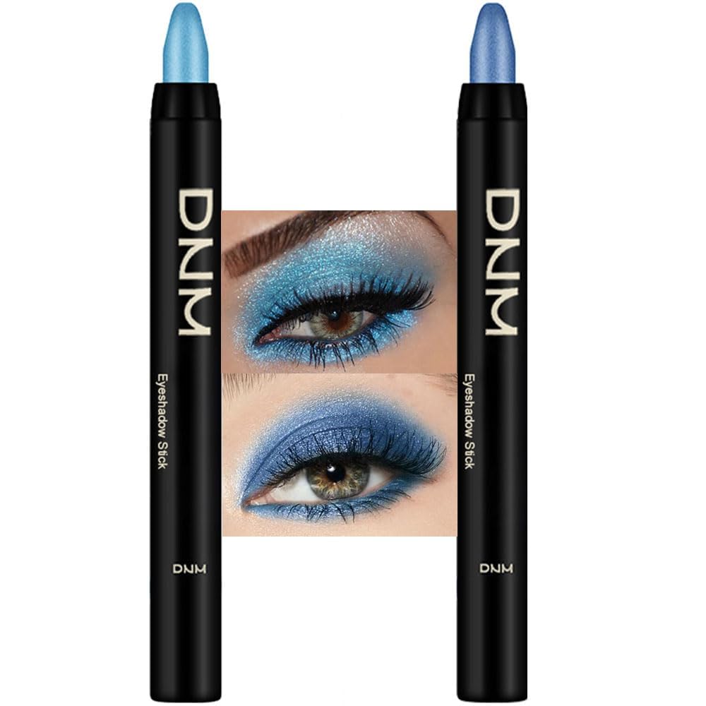 evpct 2Pcs Cream Eyeshadow Sticks in dazzling blue for vibrant, long-lasting lids.