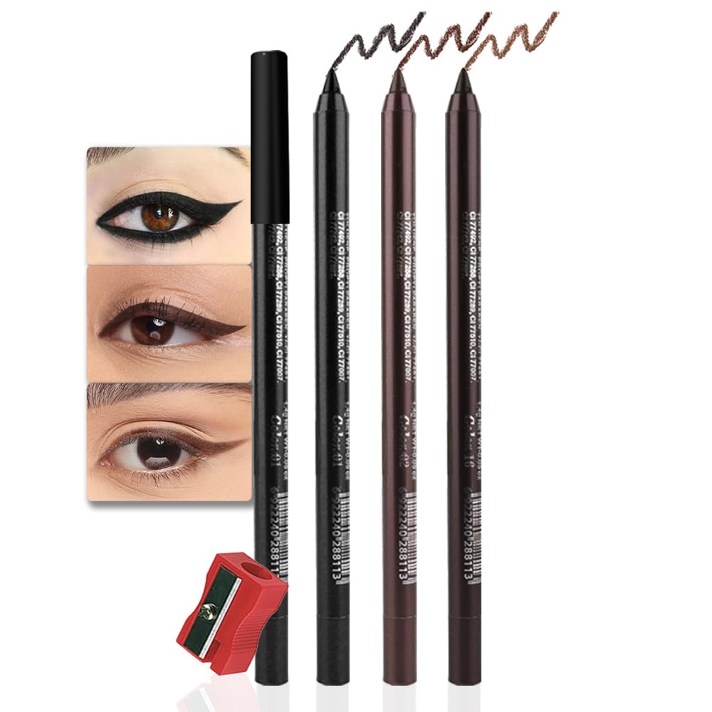 evpct 3Pcs Eyeliner Set in black and browns for versatile looks.