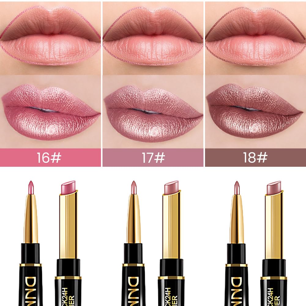 evpct lip kit with brown metallic shine delivers high-impact shimmer and full coverage
