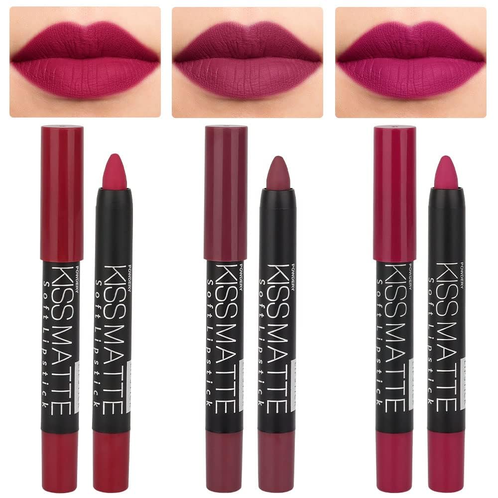 evpct 3Pcs matte lip sticks set in elegant packaging for versatile daily looks