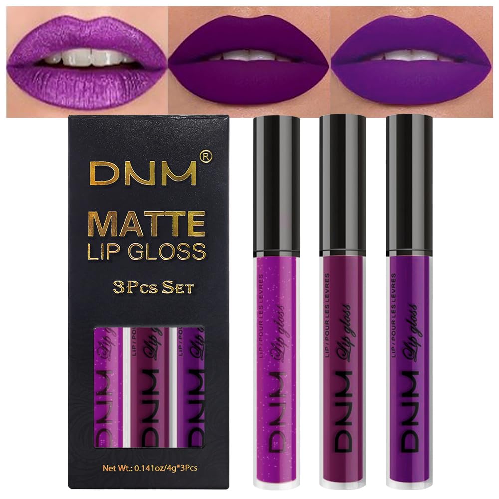 evpct 3Pcs Violet Purple Crystal Glitter Lipstick Set adds eye-catching shimmer to your look.