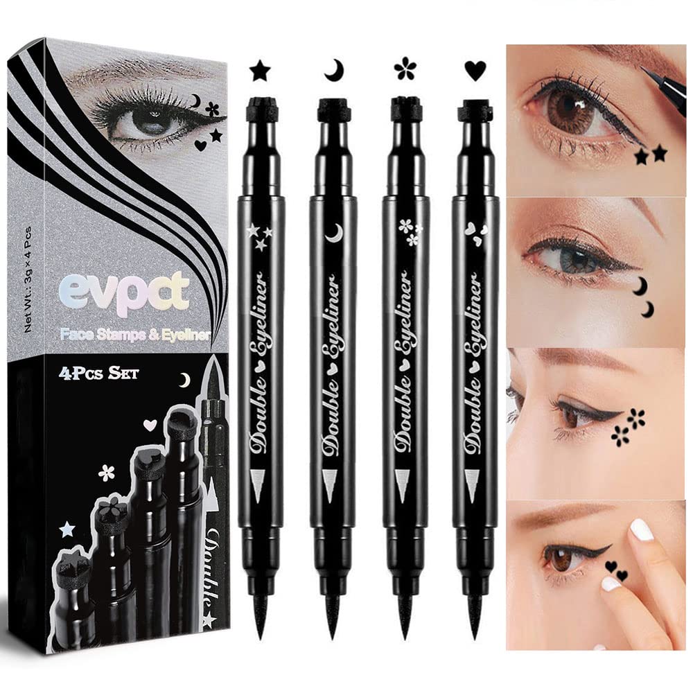 evpct 4in1 star flowers moon face stamps eyeliner set for creative eye decoration.