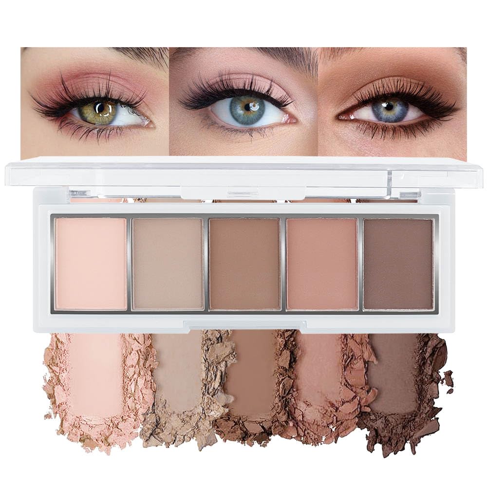 evpct 5-color matte nude palette for versatile everyday looks.