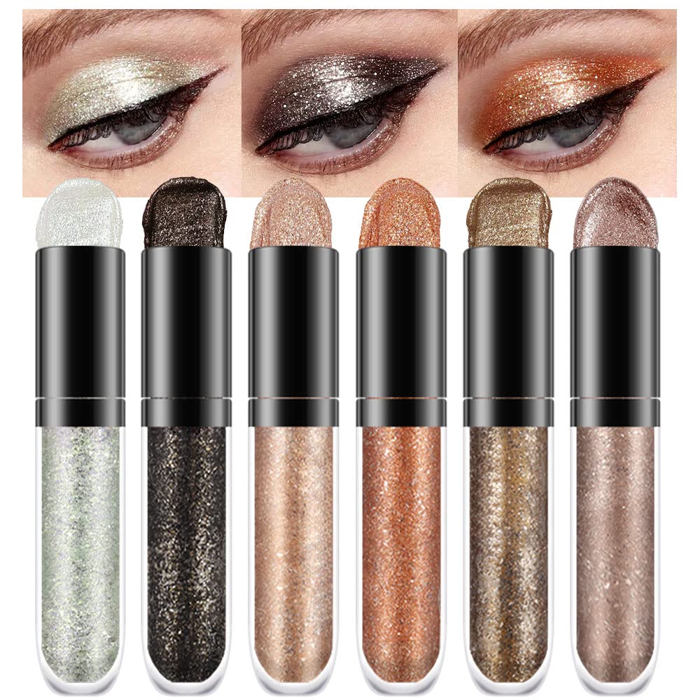 evpct 6-color liquid glitter eyeshadow palette swatches vibrant shades.