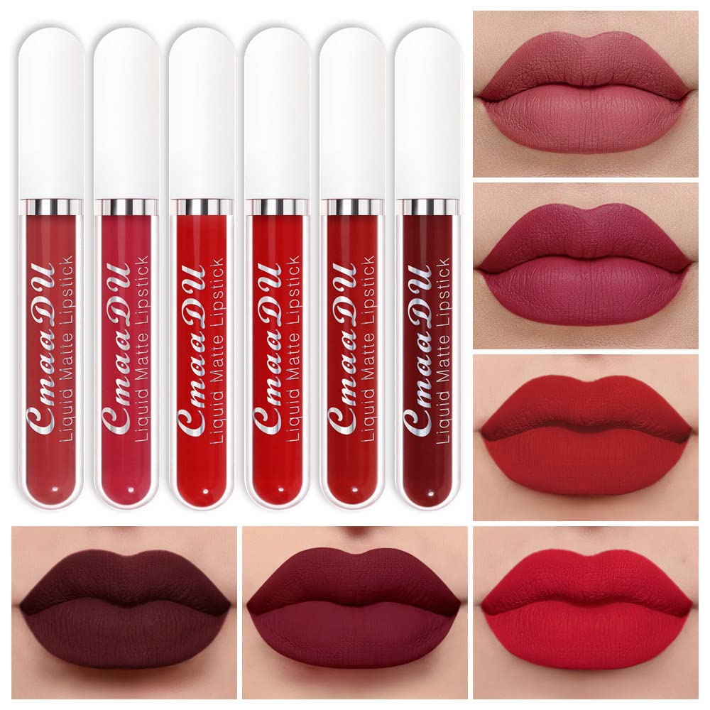 evpct 6pcs liquid matte lipstick set packaging overview for gifting and display