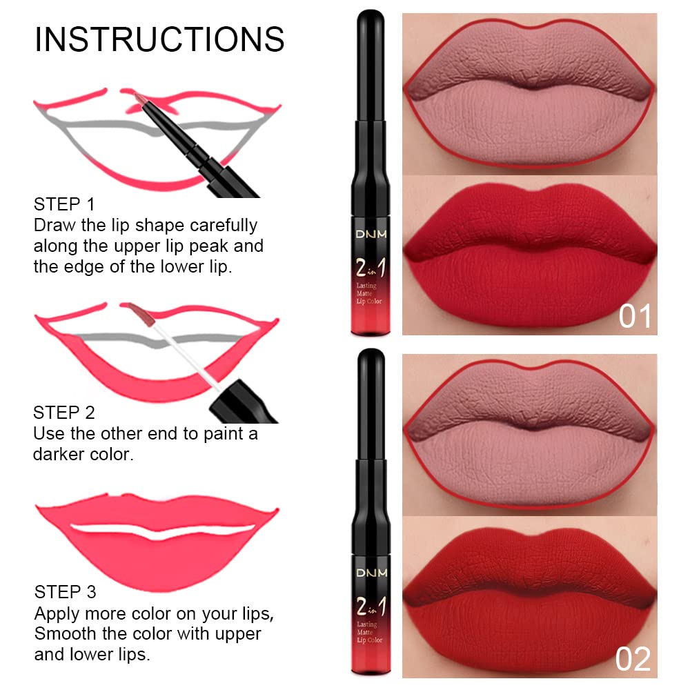 evpct 6Pcs shade swatches show range from pink to burgundy with matte finish.