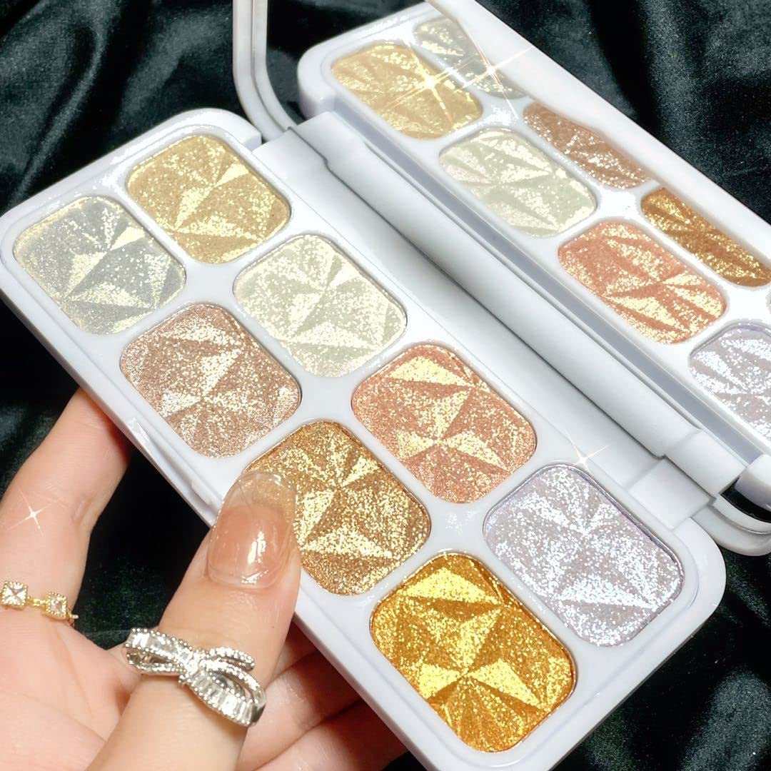 evpct 8 Colors Highlighter Palette swatches create luminous contours and soft highlights.