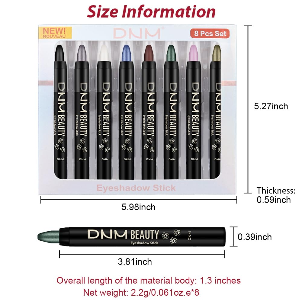 evpct 8Pcs Cream Eyeshadow Stick grey shimmer for gentle sparkle