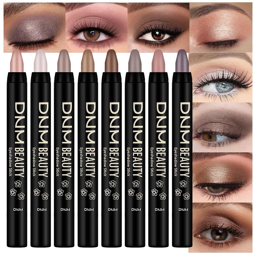evpct 8Pcs Eyeshadow Stick Set swatches for quick color coordination
