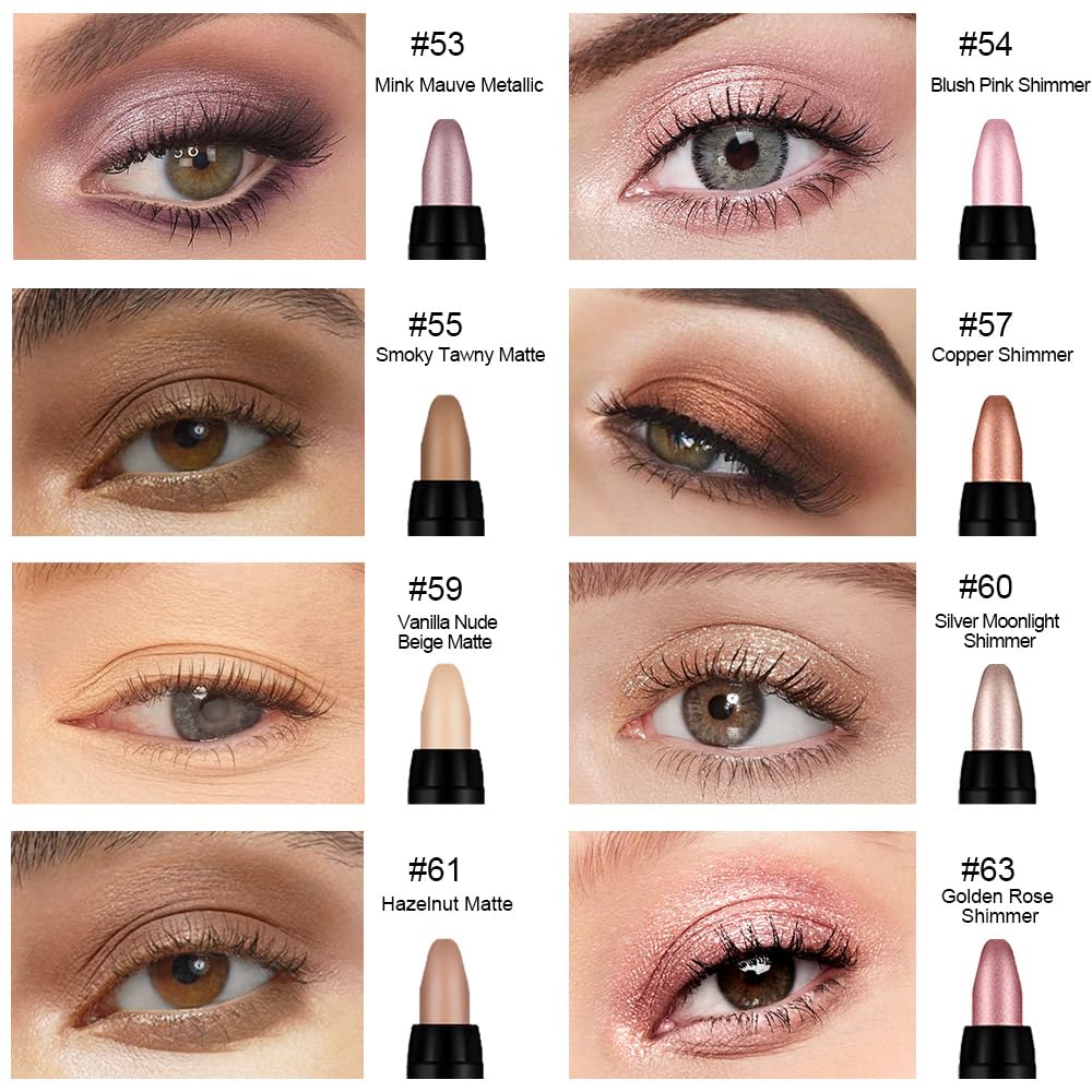 evpct 8Pcs Rose Gold Shimmer swatch highlights luminous finish for on-the-go glam