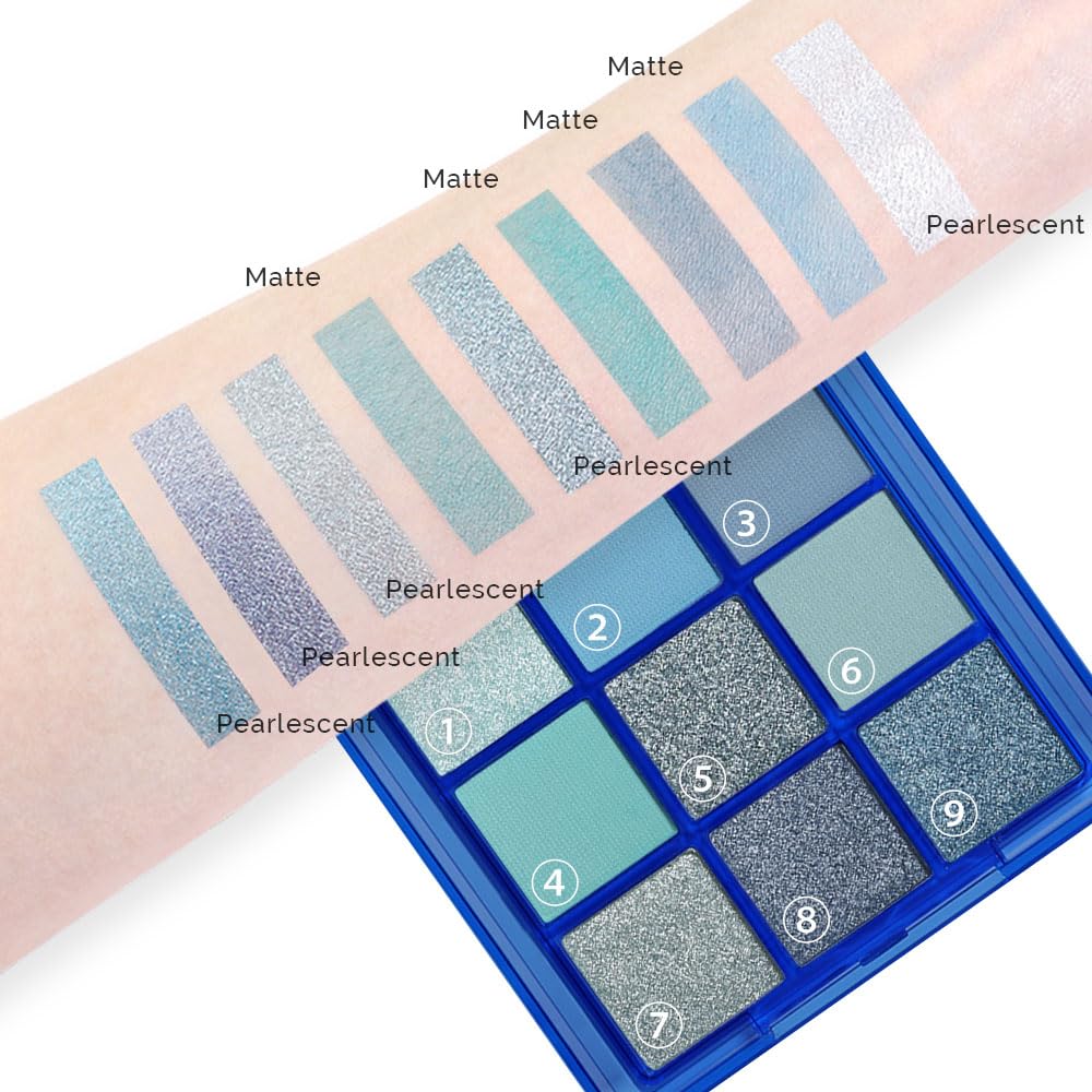 evpct 9 colors blue glitter eyeshadow palette packaging and durability highlight