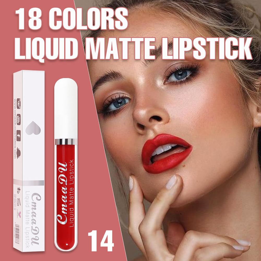 evpct Bright Sexy Red Lipstick Set color swatches show 18 shades.