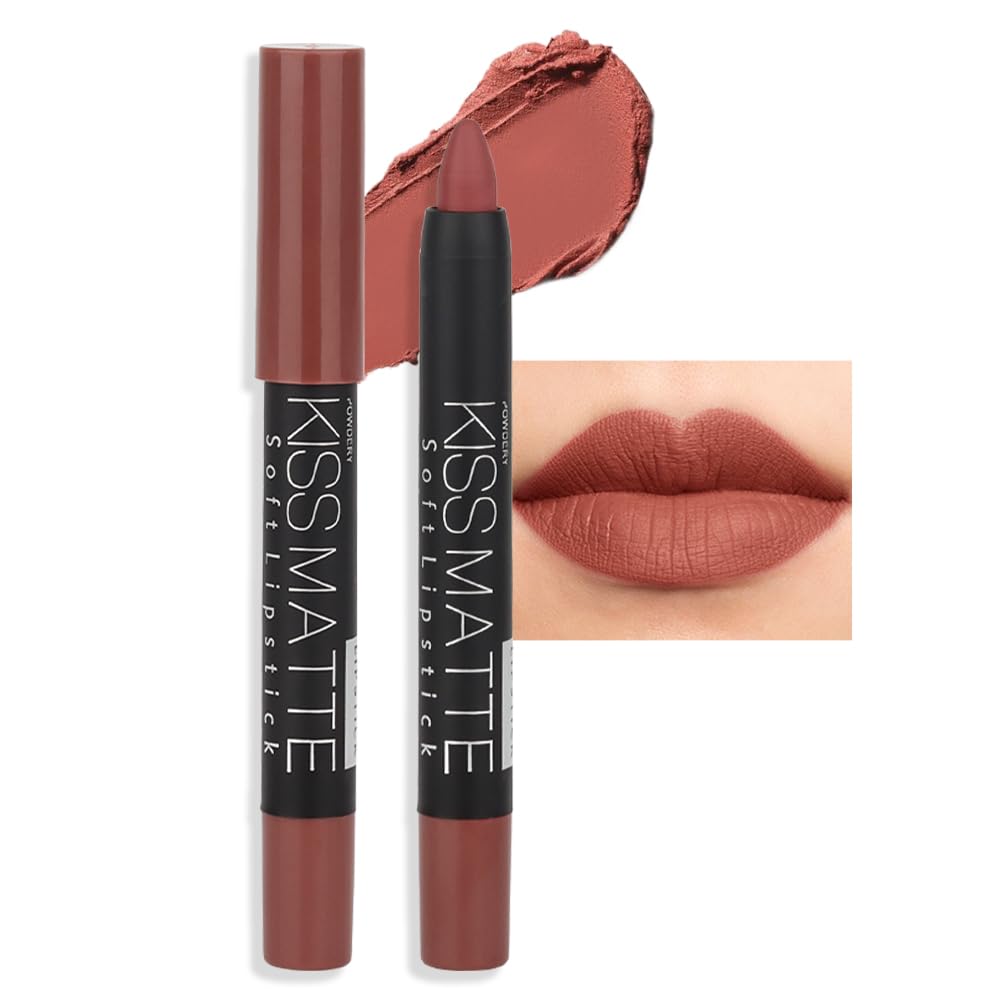 evpct brown matte lipstick packaging close-up, gift-ready set
