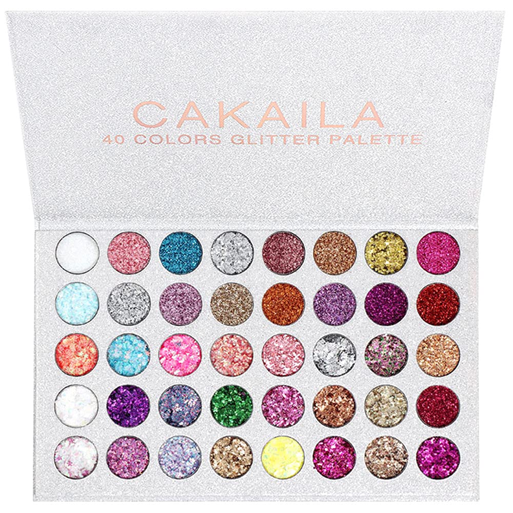 evpct CAKAILA glitter eyeshadow palette with 40 colors for bold eye looks