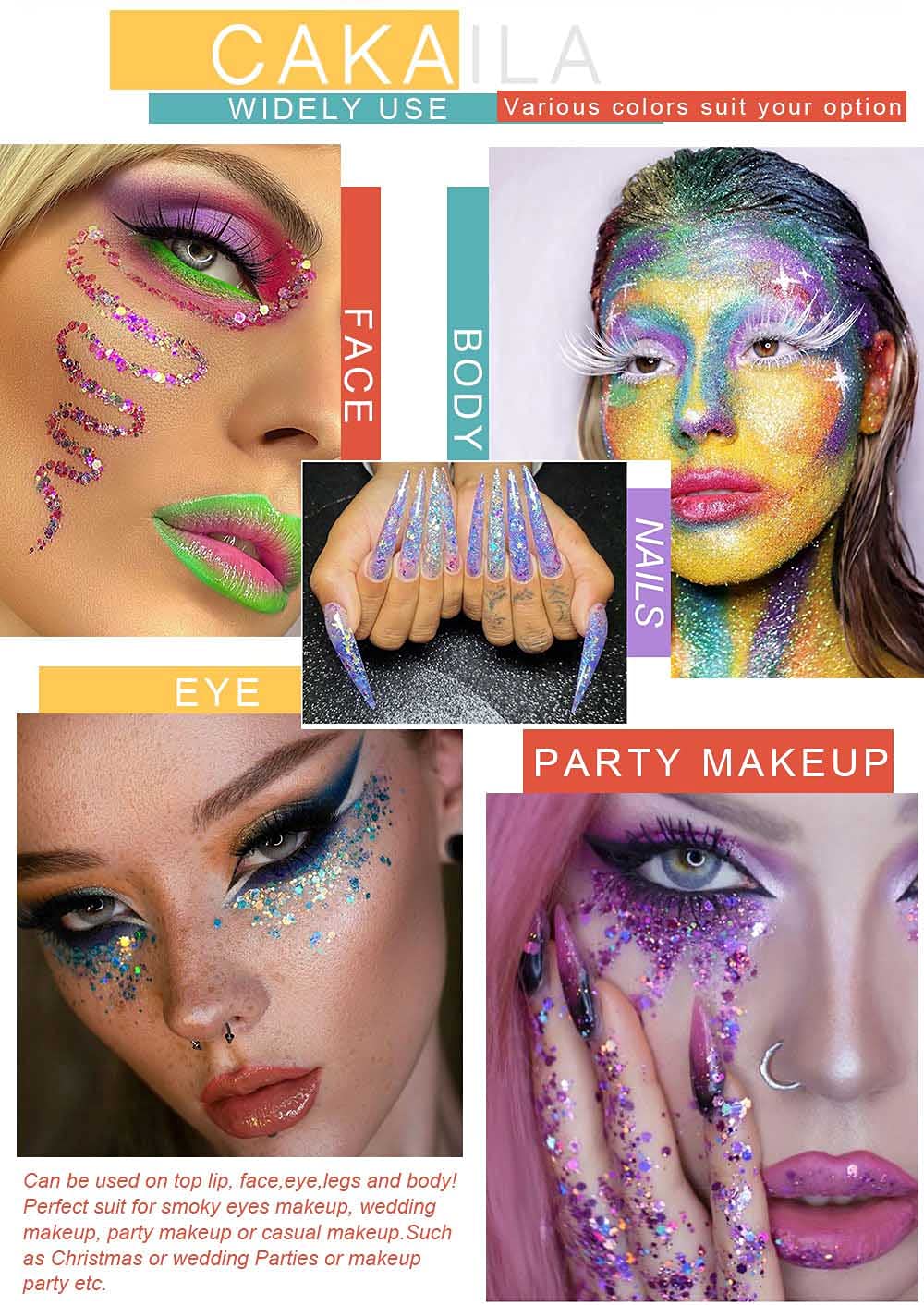 evpct CAKAILA multi-use glitter palette for eyes lips cheeks body and nails