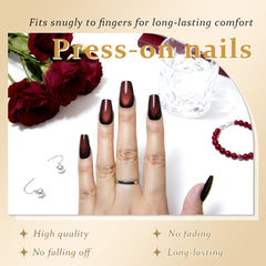evpct cat eye nails on hand display secure fit and coffin shape