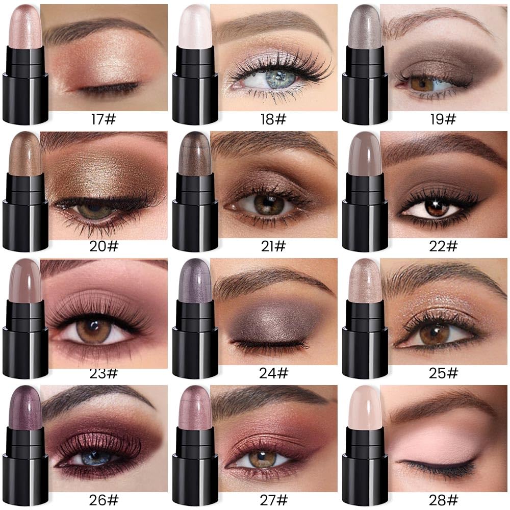evpct cream eye shadow sticks color swatches show shimmer and matte shades