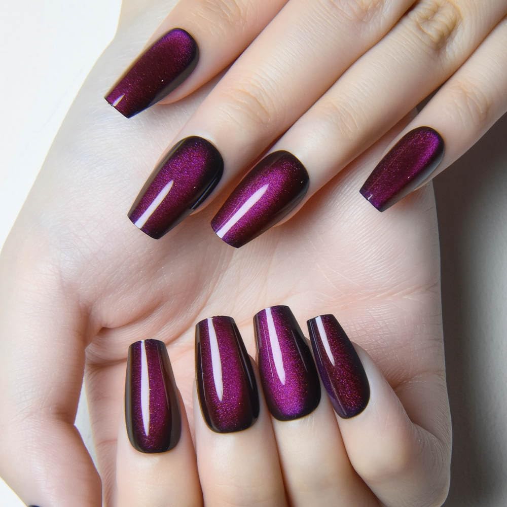 evpct dark purple cat eye nails packaging highlights a premium at-home manicure kit.