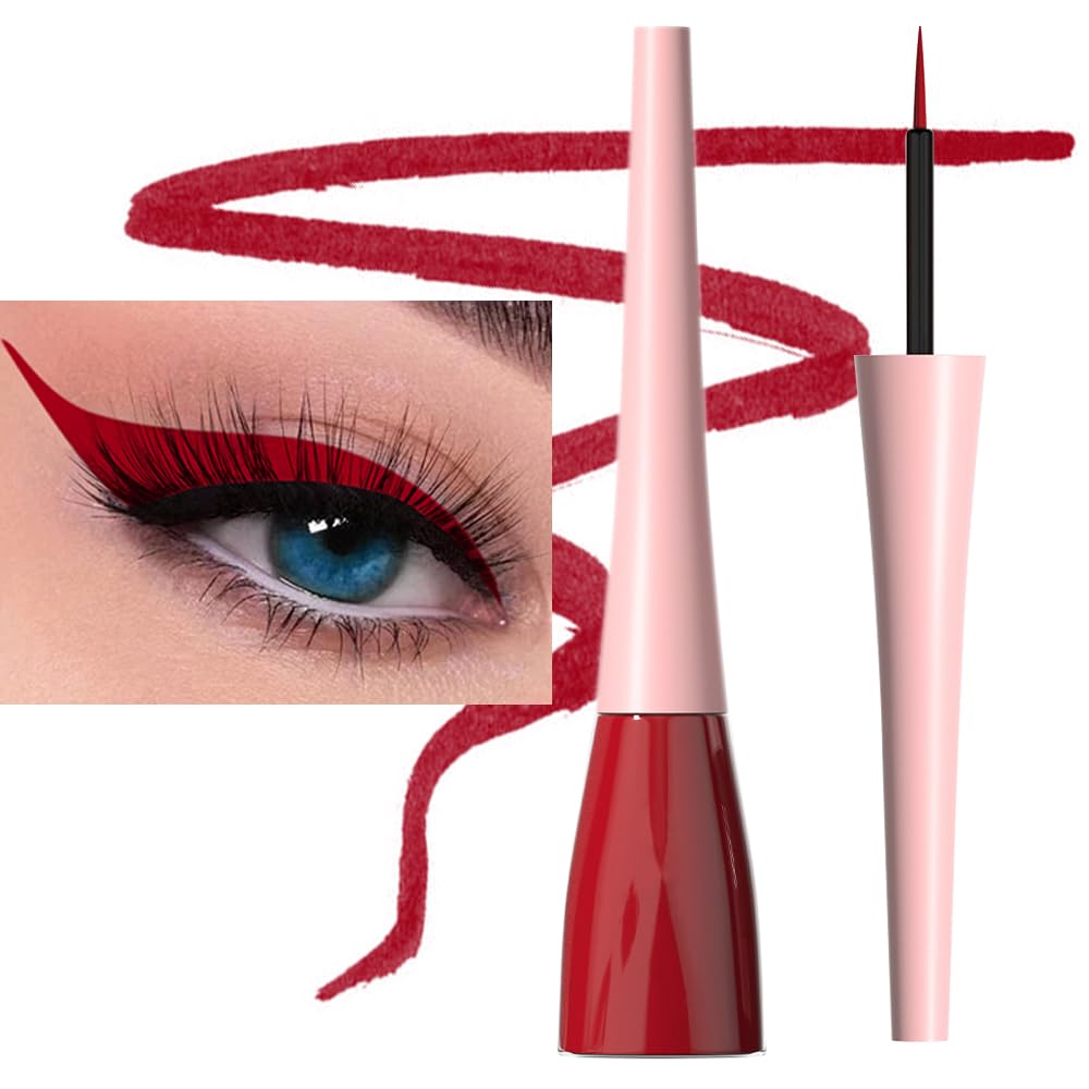 evpct dark red liquid eyeliner pen with precise brush tip for sharp lines.