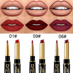 evpct dual-ended design enables precise lip lining and smooth color in one stroke.