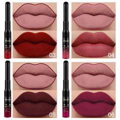 evpct dual-ended design close-up highlights lip liner and lipstick on one tool.