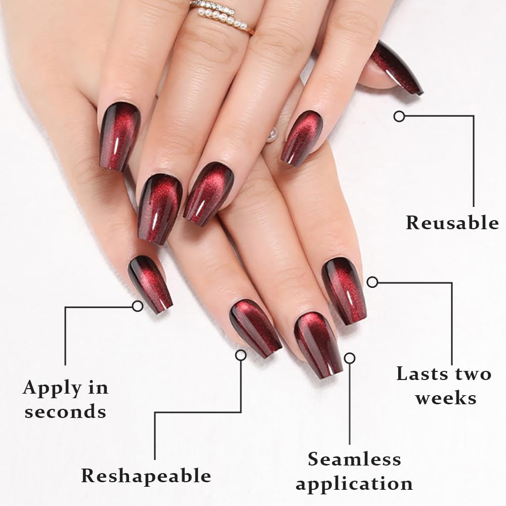 EVPCT easy-application press-on nails with adhesive tabs for quick, dry-free styling.