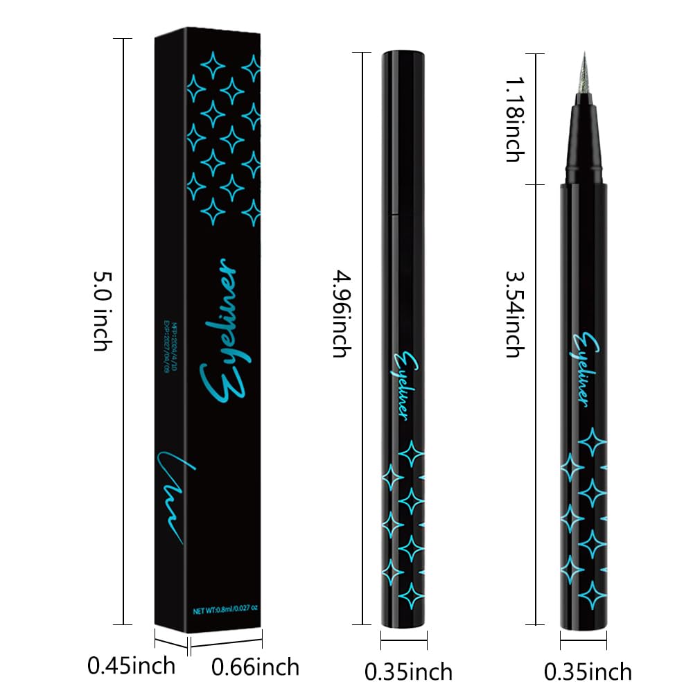 evpct emerald glitter eyeliner worn on the eye for defined, sparkling definition