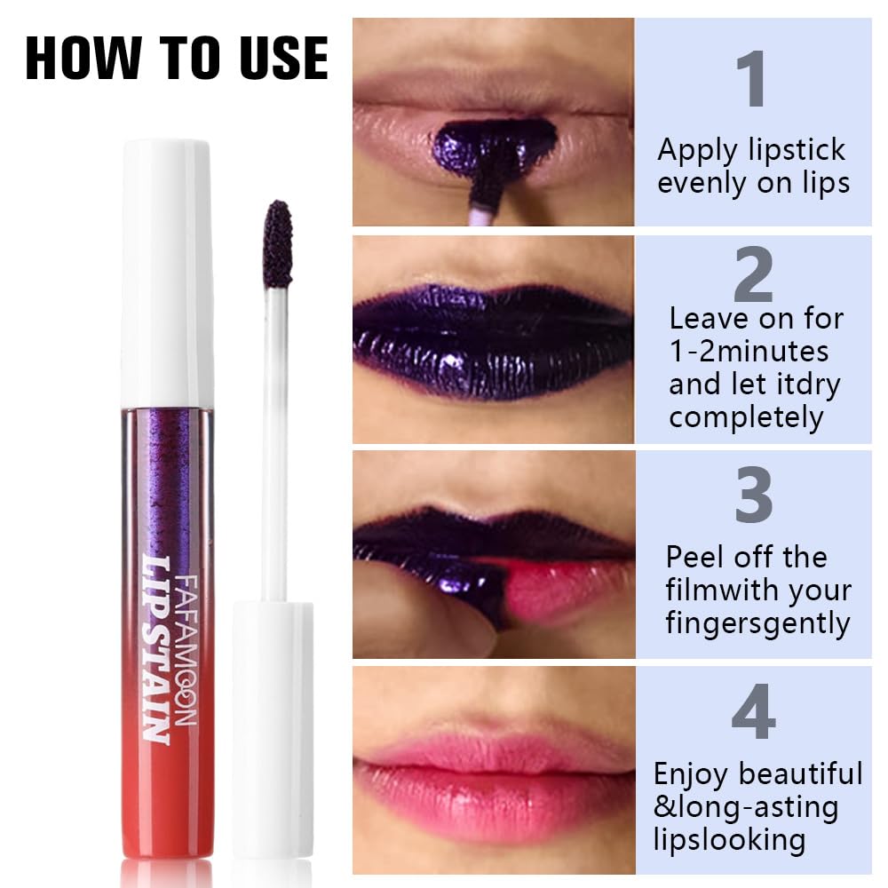 fafamoon lip stain on lips with long-lasting look