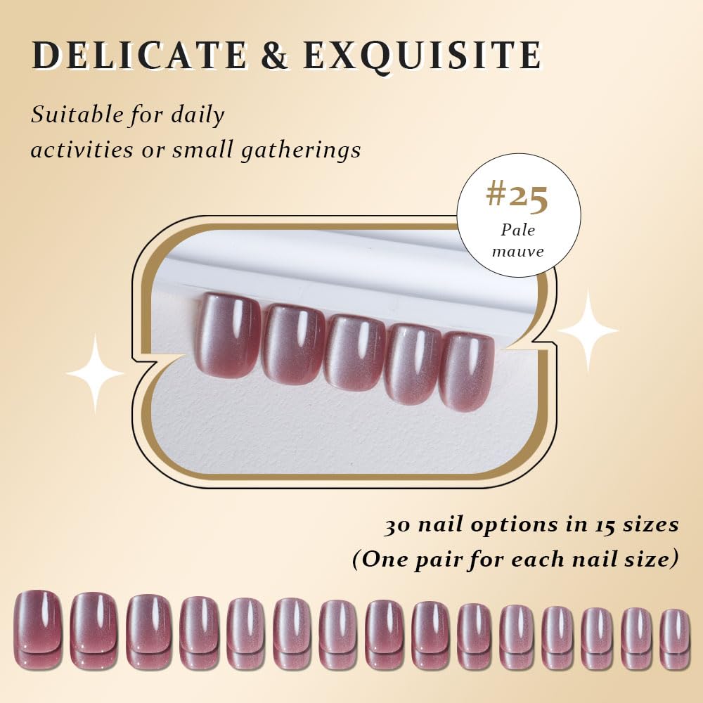 evpct Gift-worthy nail kit with chic mauve cat eye design.