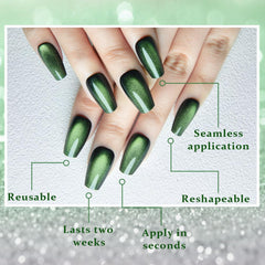 evpct emerald green glitter nails with glossy finish for special occasions
