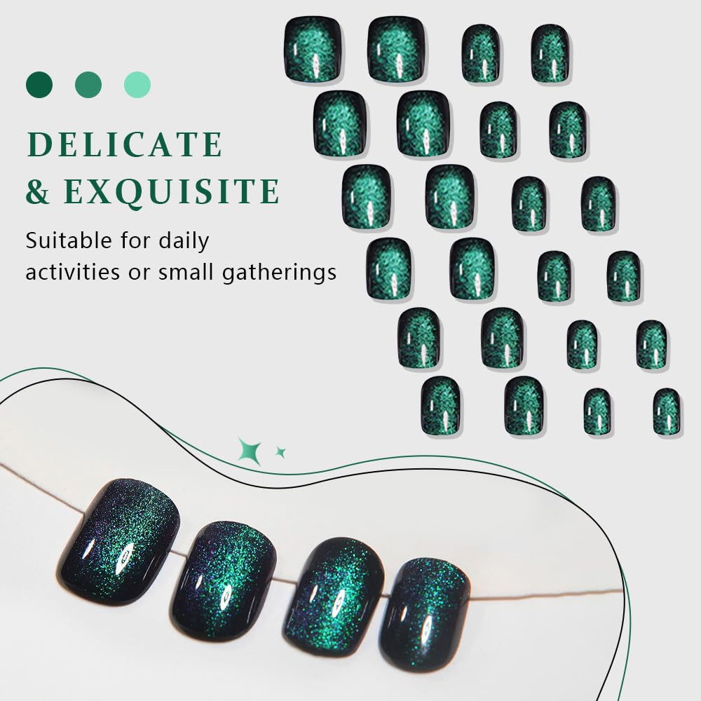 evpct Emerald green nails offer a glossy, reusable gel finish for events