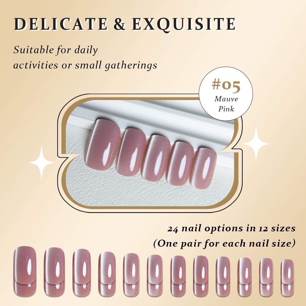 evpct Holographic glitter mauve shine highlights cat eye design under light