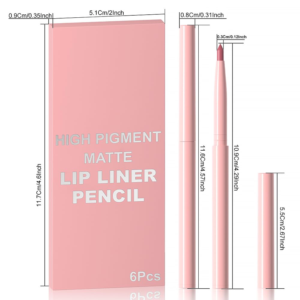evpct 6pc lip liner set shown with gift-ready packaging