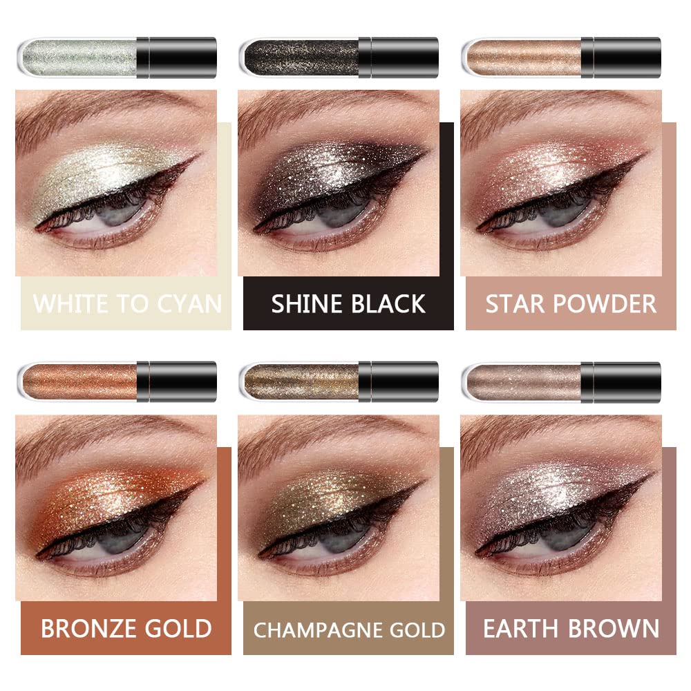 evpct liquid glitter eyeshadow swatch shows metallic pigment.