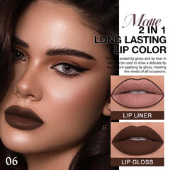 evpct dual-ended lip liner and liquid lipstick for quick, versatile color application.