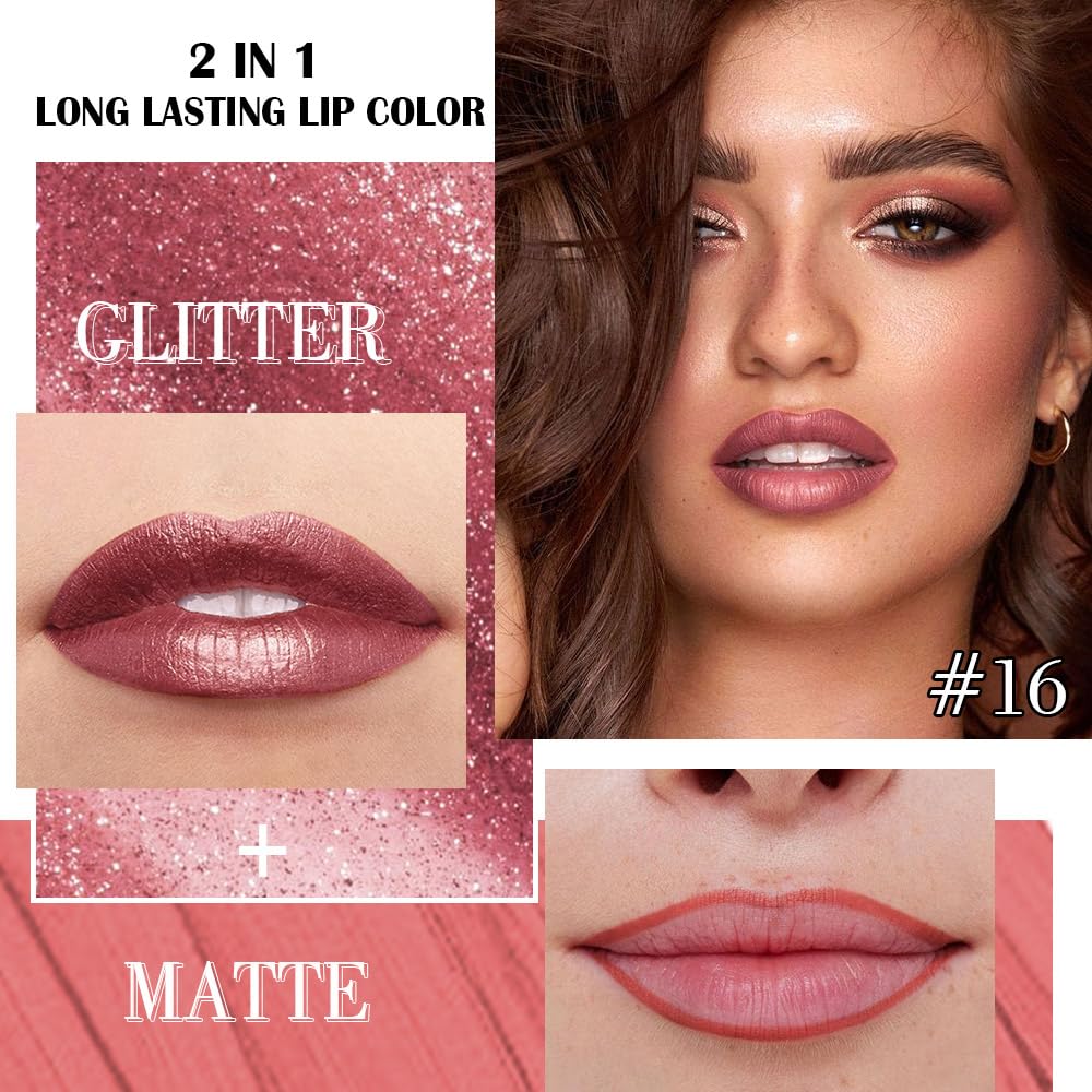 evpct mauve pink metallic liquid lipstick for bold, glossy color