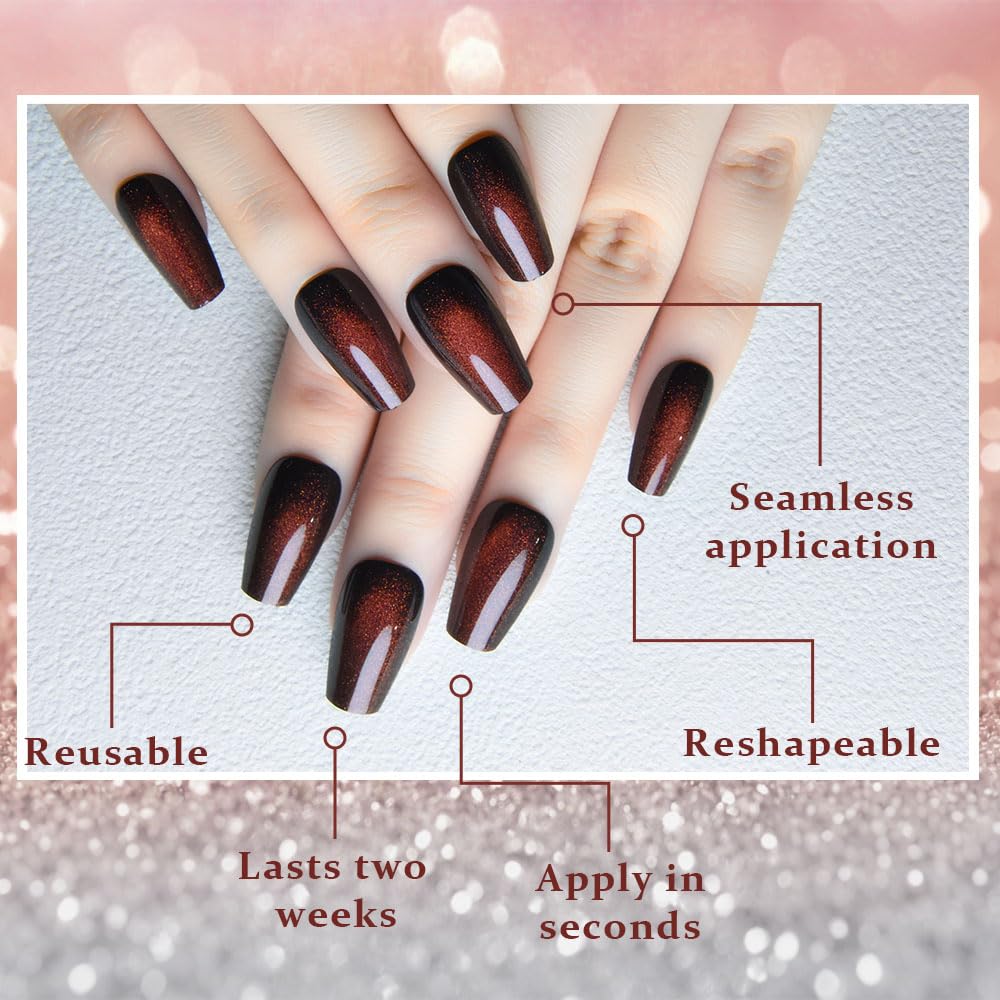 evpct medium-length coffin nails packaging highlighting fit options